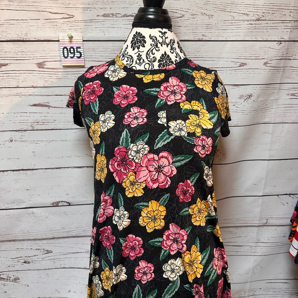 LuLaRoe Kids Pajamas Nightgown - Black with Pink and Yellow Floral